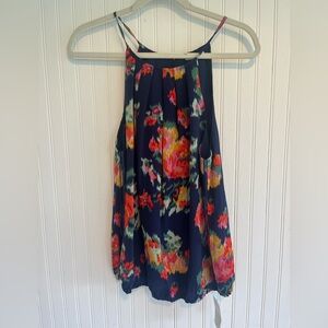 new Joie Navy Blue floral bubble hem tank L
